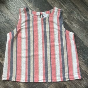 Liz Claiborne Linen Cotton Blend Shell Pink Striped Sleeveless Top Women’s XL